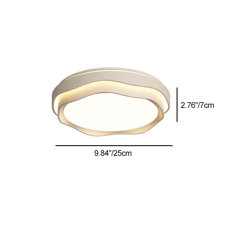 Modern Minimalist Cream-Toned Round Iron PE LED Flush Mount Ceiling Light For Bedroom