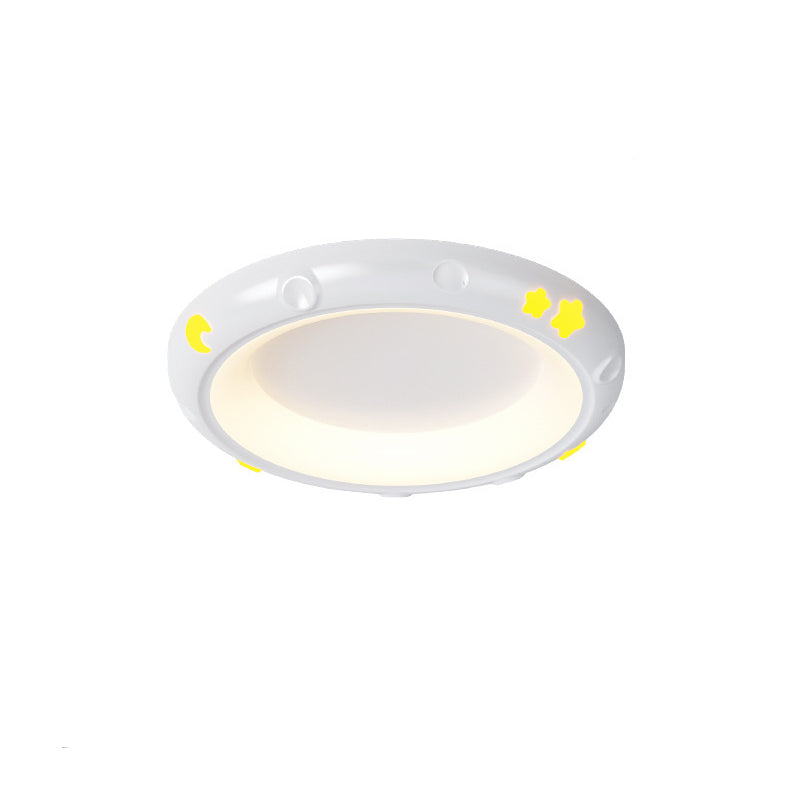 Modern Minimalist Round Iron Resin ABS LED Flush Mount Ceiling Light For Bedroom