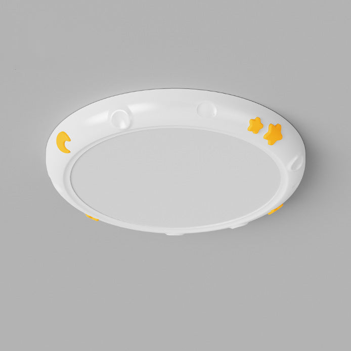 Modern Minimalist Round Iron Resin ABS LED Flush Mount Ceiling Light For Bedroom