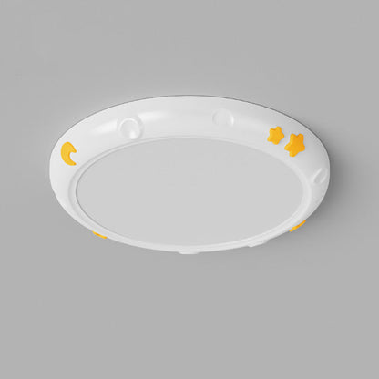 Modern Minimalist Round Iron Resin ABS LED Flush Mount Ceiling Light For Bedroom