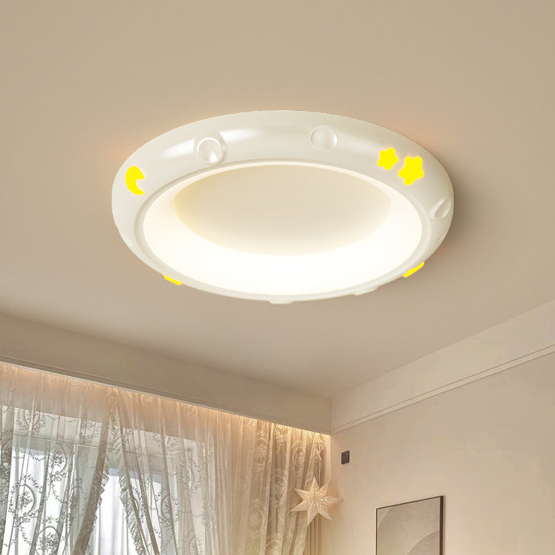 Modern Minimalist Round Iron Resin ABS LED Flush Mount Ceiling Light For Bedroom