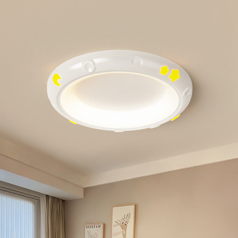Modern Minimalist Round Iron Resin ABS LED Flush Mount Ceiling Light For Bedroom