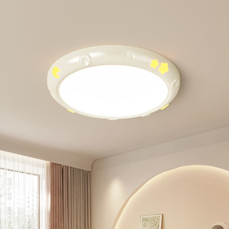 Modern Minimalist Round Iron Resin ABS LED Flush Mount Ceiling Light For Bedroom