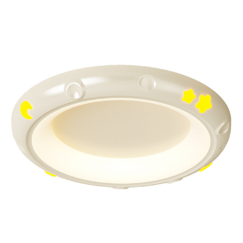 Modern Minimalist Round Iron Resin ABS LED Flush Mount Ceiling Light For Bedroom