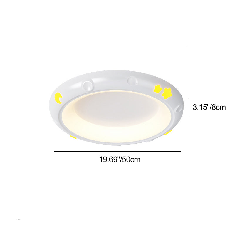 Modern Minimalist Round Iron Resin ABS LED Flush Mount Ceiling Light For Bedroom