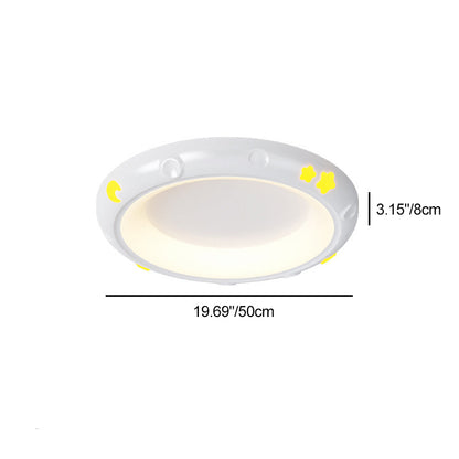 Modern Minimalist Round Iron Resin ABS LED Flush Mount Ceiling Light For Bedroom