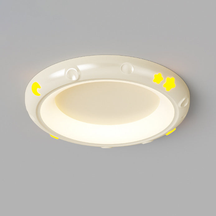 Modern Minimalist Round Iron Resin ABS LED Flush Mount Ceiling Light For Bedroom