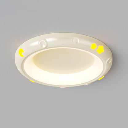 Modern Minimalist Round Iron Resin ABS LED Flush Mount Ceiling Light For Bedroom