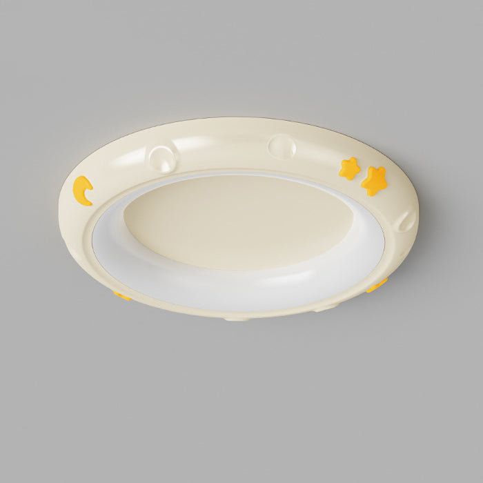 Modern Minimalist Round Iron Resin ABS LED Flush Mount Ceiling Light For Bedroom