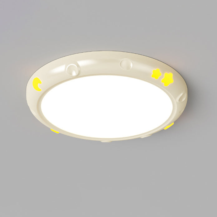Modern Minimalist Round Iron Resin ABS LED Flush Mount Ceiling Light For Bedroom