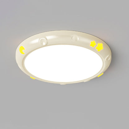 Modern Minimalist Round Iron Resin ABS LED Flush Mount Ceiling Light For Bedroom