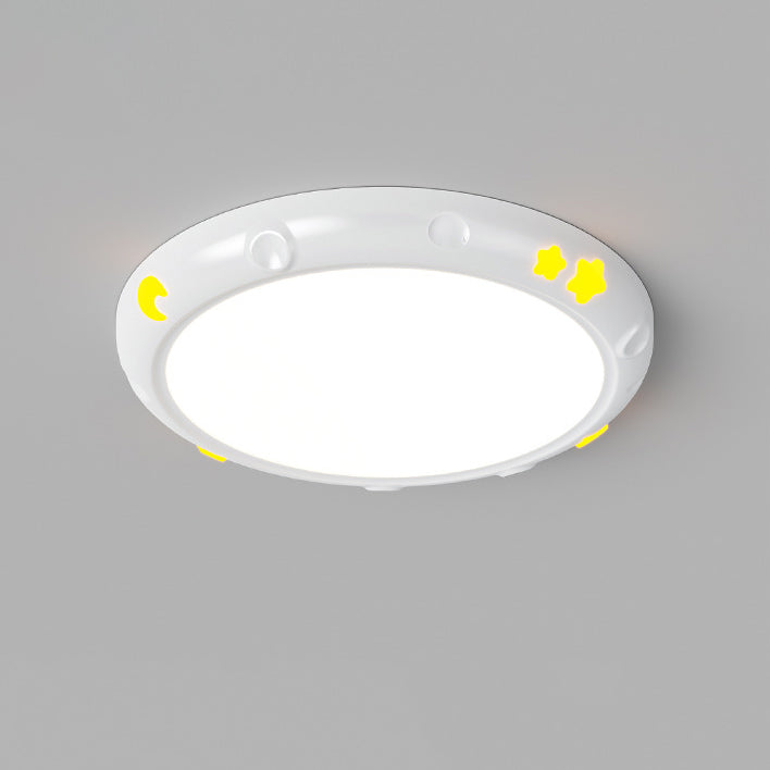 Modern Minimalist Round Iron Resin ABS LED Flush Mount Ceiling Light For Bedroom