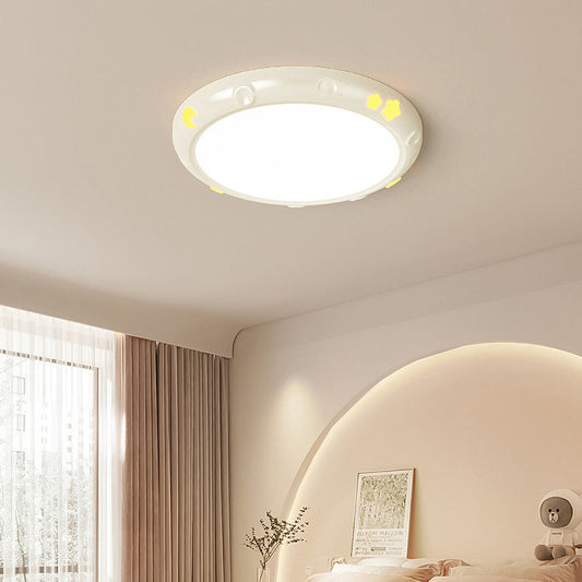 Modern Minimalist Round Iron Resin ABS LED Flush Mount Ceiling Light For Bedroom