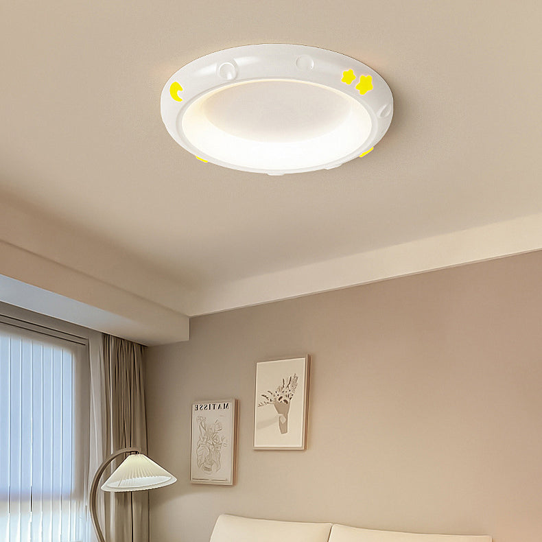 Modern Minimalist Round Iron Resin ABS LED Flush Mount Ceiling Light For Bedroom