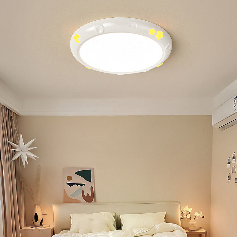 Modern Minimalist Round Iron Resin ABS LED Flush Mount Ceiling Light For Bedroom