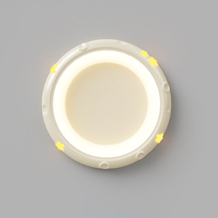 Modern Minimalist Round Iron Resin ABS LED Flush Mount Ceiling Light For Bedroom
