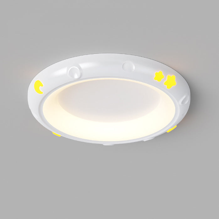 Modern Minimalist Round Iron Resin ABS LED Flush Mount Ceiling Light For Bedroom