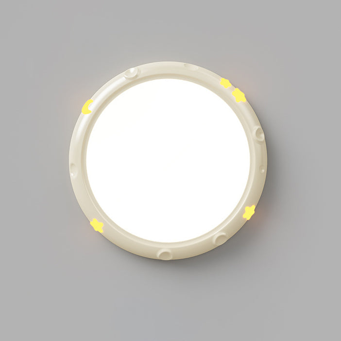 Modern Minimalist Round Iron Resin ABS LED Flush Mount Ceiling Light For Bedroom