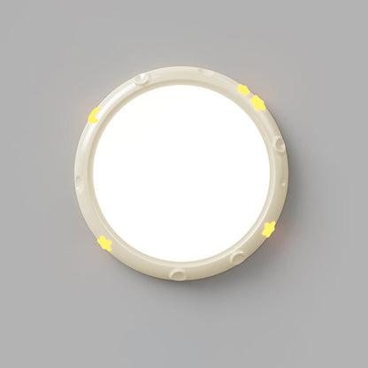 Modern Minimalist Round Iron Resin ABS LED Flush Mount Ceiling Light For Bedroom