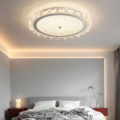 Modern Art Deco Ripple Design Iron Acrylic LED Flush Mount Ceiling Light For Bedroom