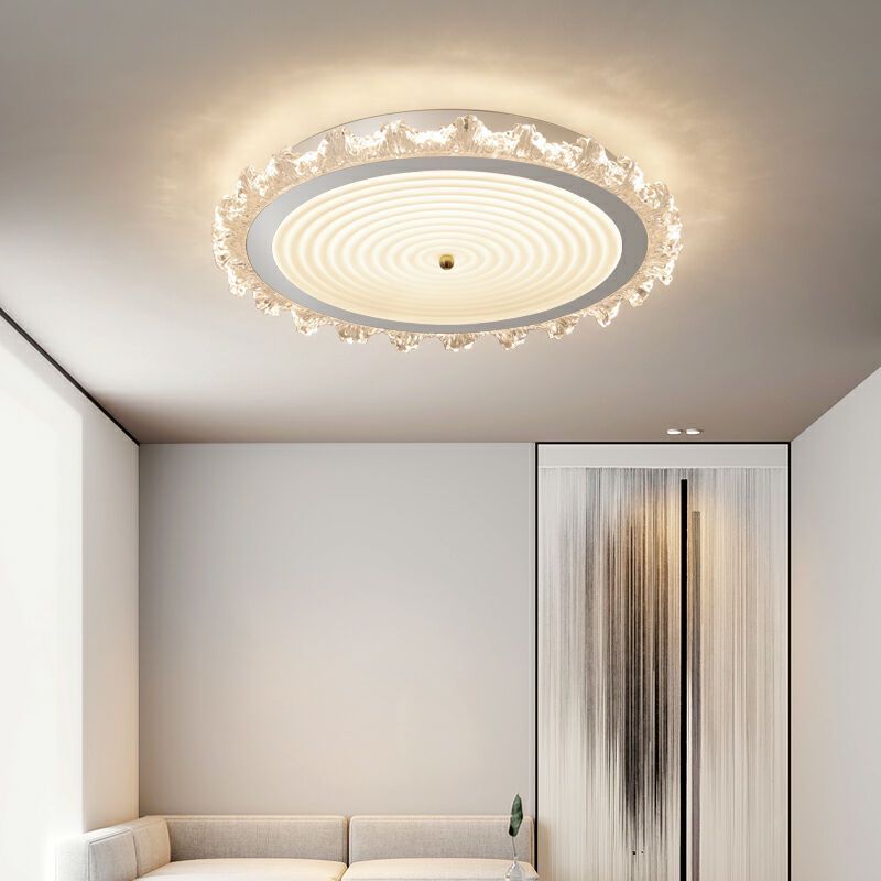 Modern Art Deco Ripple Design Iron Acrylic LED Flush Mount Ceiling Light For Bedroom
