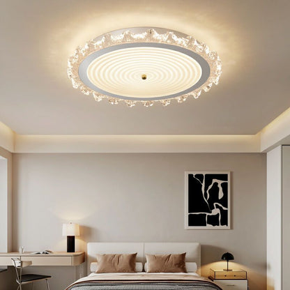 Modern Art Deco Ripple Design Iron Acrylic LED Flush Mount Ceiling Light For Bedroom