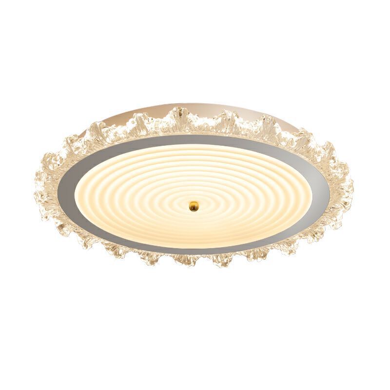Modern Art Deco Ripple Design Iron Acrylic LED Flush Mount Ceiling Light For Bedroom