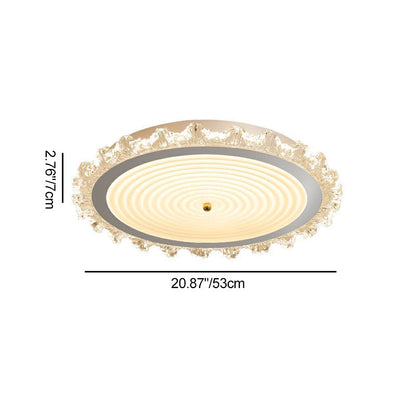 Modern Art Deco Ripple Design Iron Acrylic LED Flush Mount Ceiling Light For Bedroom