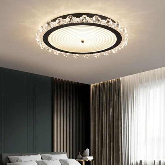 Modern Art Deco Ripple Design Iron Acrylic LED Flush Mount Ceiling Light For Bedroom