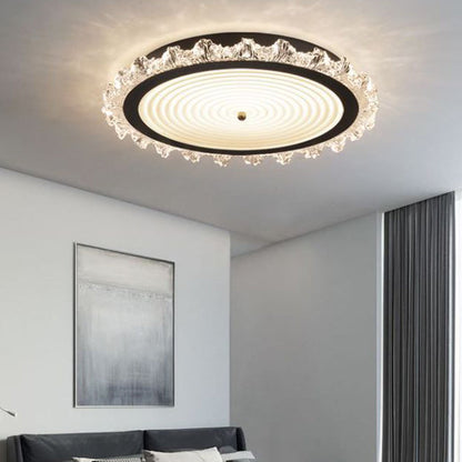 Modern Art Deco Ripple Design Iron Acrylic LED Flush Mount Ceiling Light For Bedroom