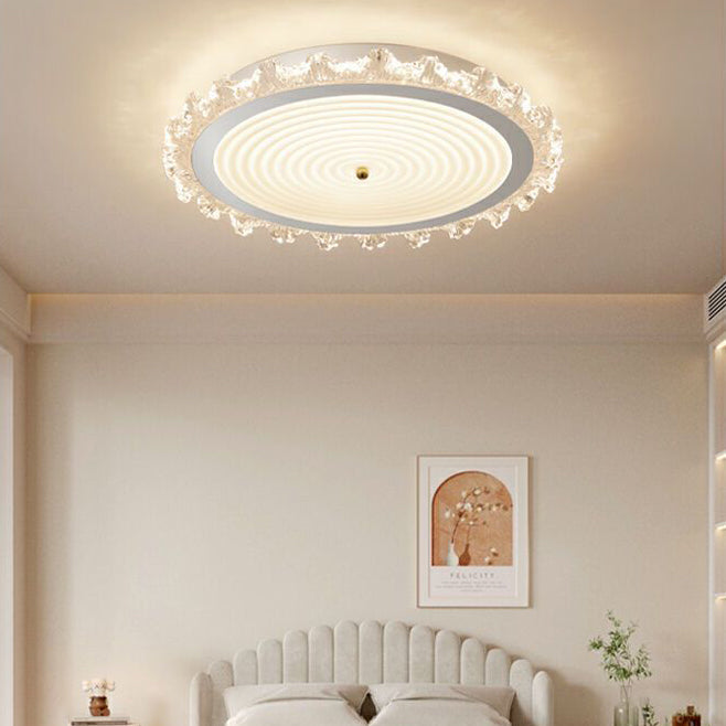 Modern Art Deco Ripple Design Iron Acrylic LED Flush Mount Ceiling Light For Bedroom