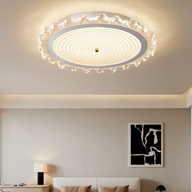 Modern Art Deco Ripple Design Iron Acrylic LED Flush Mount Ceiling Light For Bedroom