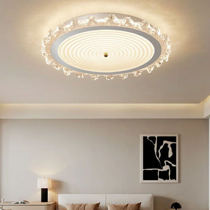 Modern Art Deco Ripple Design Iron Acrylic LED Flush Mount Ceiling Light For Bedroom