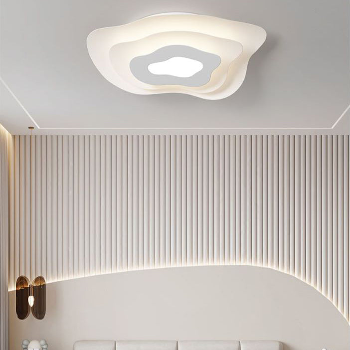 Contemporary Creative Annual Ring Design Iron LED Flush Mount Ceiling Light For Bedroom