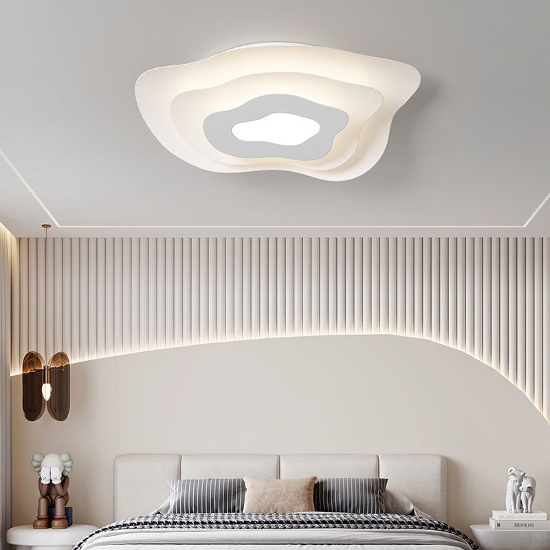 Contemporary Creative Annual Ring Design Iron LED Flush Mount Ceiling Light For Bedroom