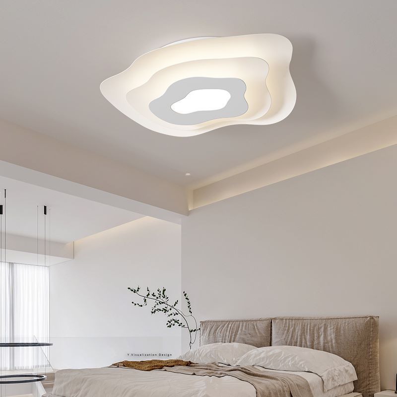 Contemporary Creative Annual Ring Design Iron LED Flush Mount Ceiling Light For Bedroom