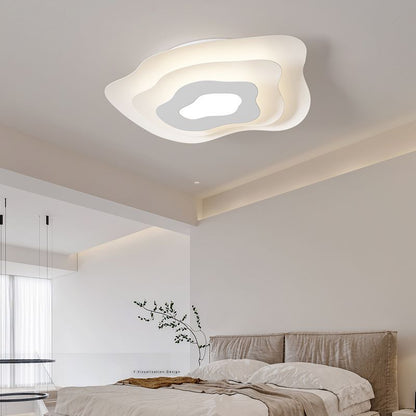 Contemporary Creative Annual Ring Design Iron LED Flush Mount Ceiling Light For Bedroom