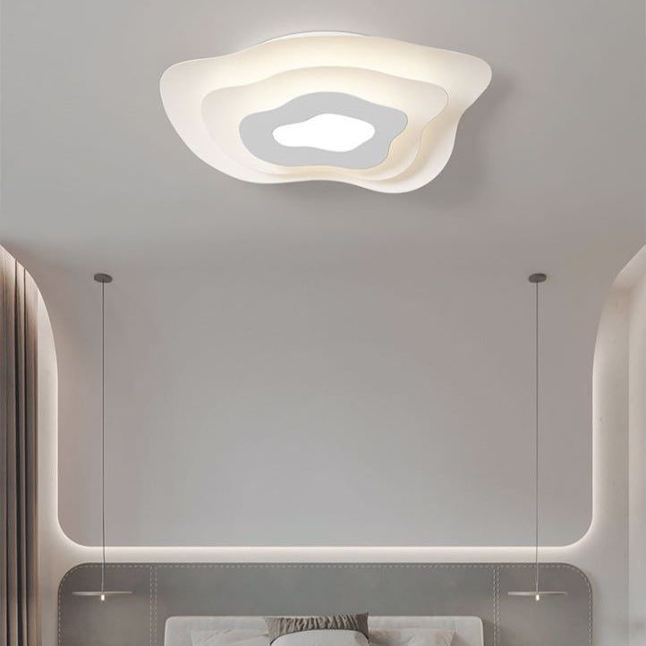 Contemporary Creative Annual Ring Design Iron LED Flush Mount Ceiling Light For Bedroom