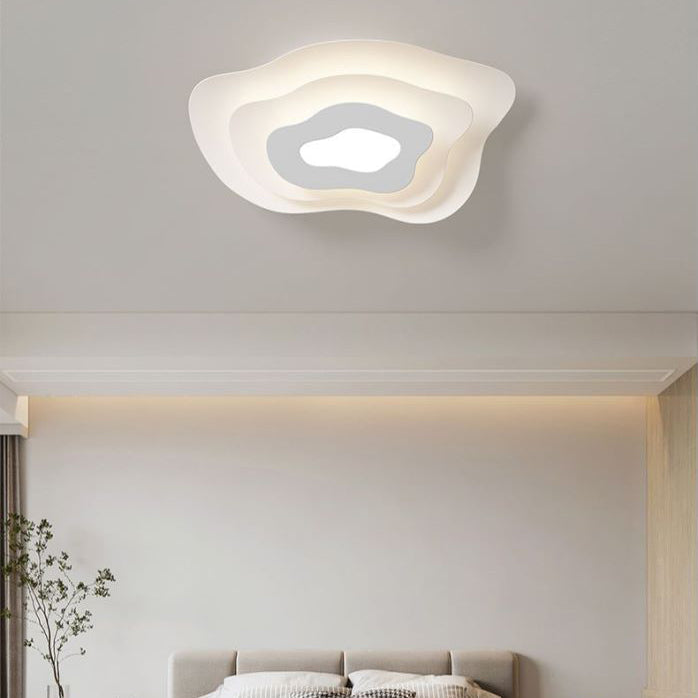 Contemporary Creative Annual Ring Design Iron LED Flush Mount Ceiling Light For Bedroom
