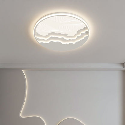 Contemporary Nordic Wave Design Round Iron Acrylic LED Flush Mount Ceiling Light For Bedroom