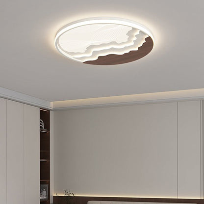Contemporary Nordic Wave Design Round Iron Acrylic LED Flush Mount Ceiling Light For Bedroom