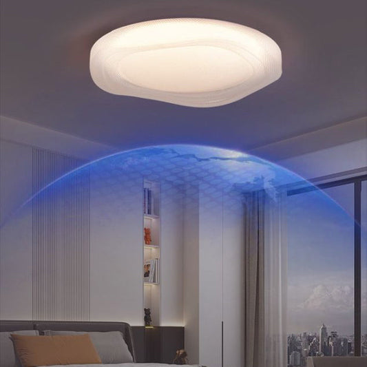 Modern Minimalist Cream-Toned Round Iron Acrylic LED Flush Mount Ceiling Light For Bedroom