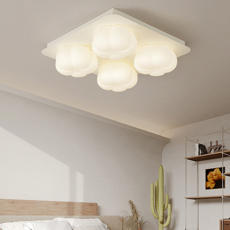 Modern Minimalist Flower Bud Design Iron PE LED Flush Mount Ceiling Light For Bedroom