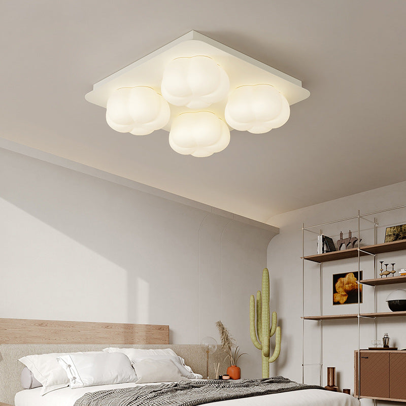 Modern Minimalist Flower Bud Design Iron PE LED Flush Mount Ceiling Light For Bedroom