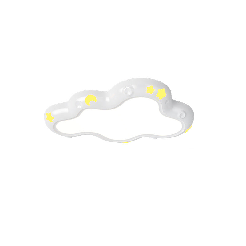 Modern Minimalist Cream-Toned Clouds Iron Resin ABS LED Flush Mount Ceiling Light For Bedroom
