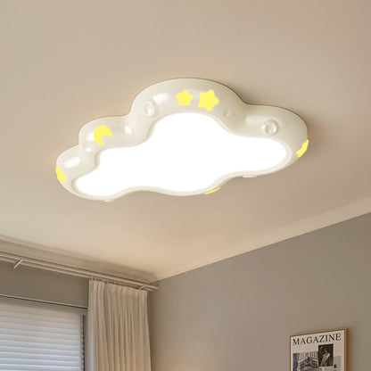Modern Minimalist Cream-Toned Clouds Iron Resin ABS LED Flush Mount Ceiling Light For Bedroom