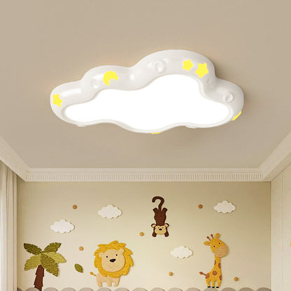 Modern Minimalist Cream-Toned Clouds Iron Resin ABS LED Flush Mount Ceiling Light For Bedroom