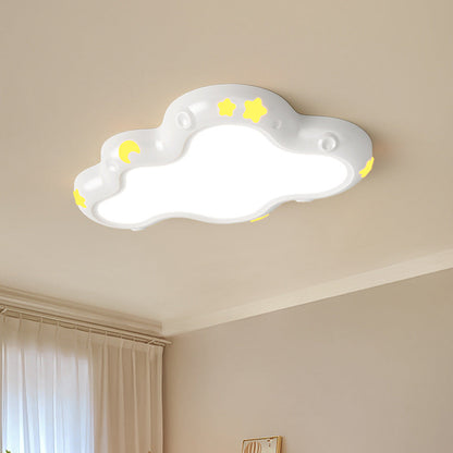 Modern Minimalist Cream-Toned Clouds Iron Resin ABS LED Flush Mount Ceiling Light For Bedroom