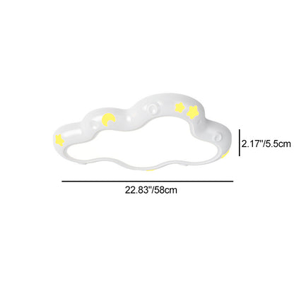Modern Minimalist Cream-Toned Clouds Iron Resin ABS LED Flush Mount Ceiling Light For Bedroom