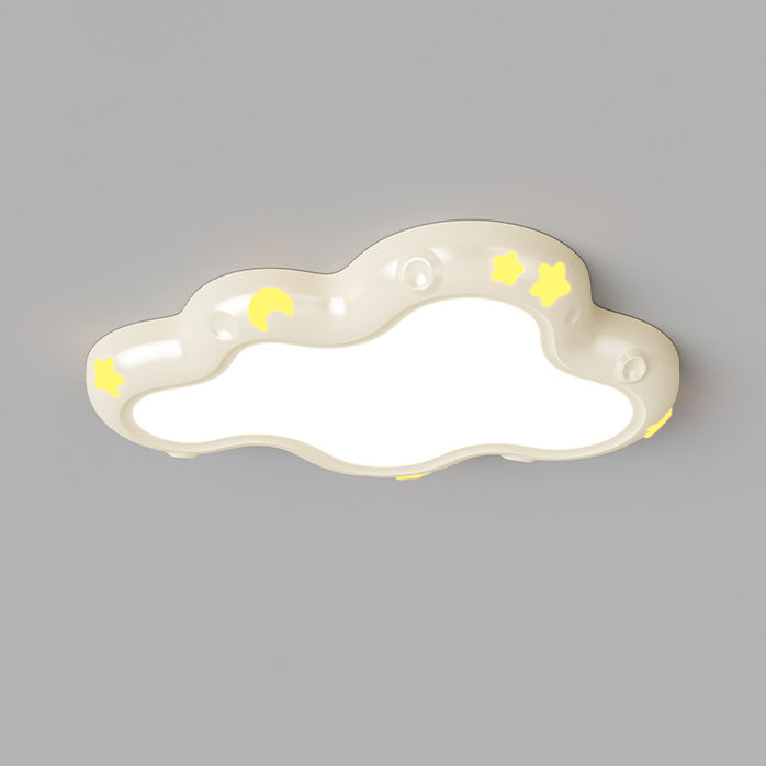 Modern Minimalist Cream-Toned Clouds Iron Resin ABS LED Flush Mount Ceiling Light For Bedroom